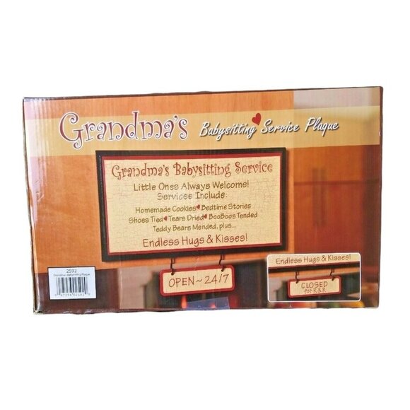Grandmas Babysitting Two-Sided Hanging Sign "Open 24/7" & "Closed For R&R" Decor - Picture 4 of 5